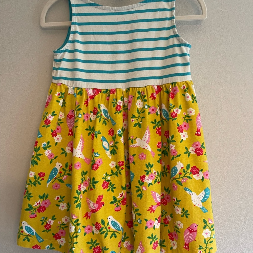 Mini Boden Striped Blue and Floral Yellow Dress 2-3T - Picture 3 of 6